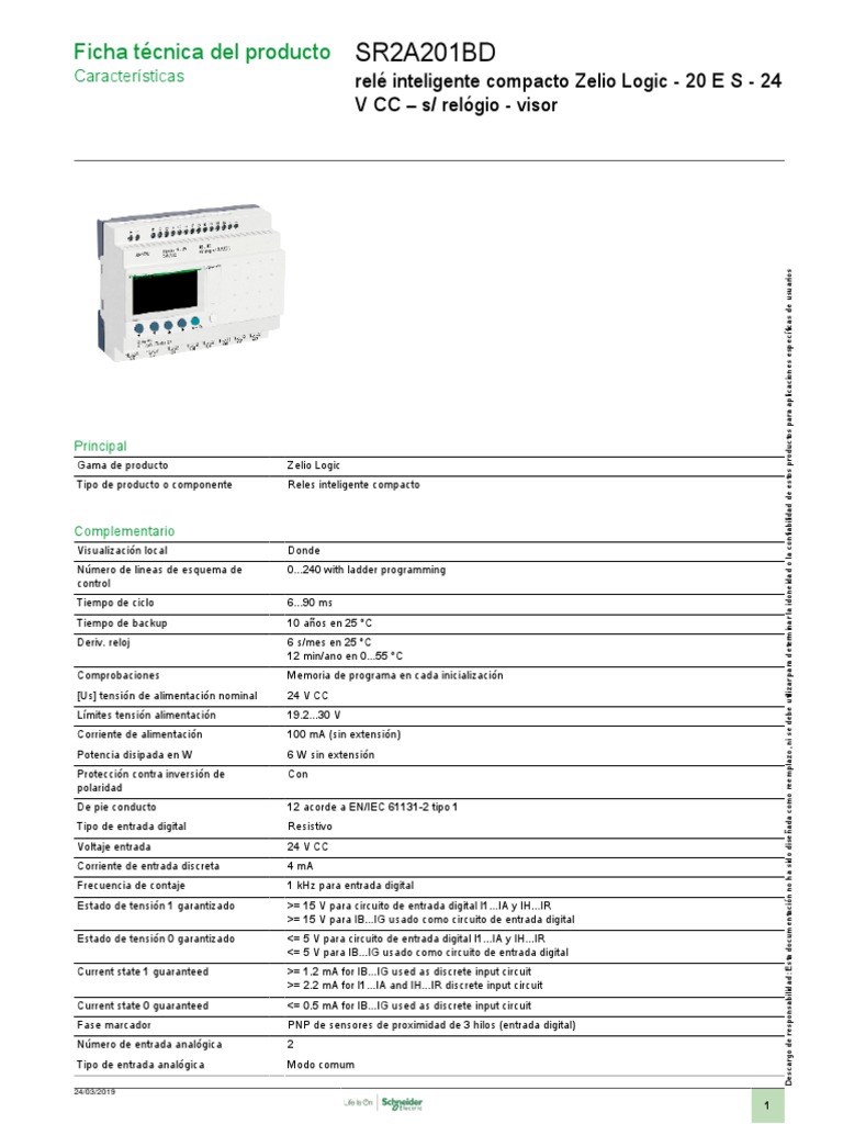 Zelio Logic - SR2A201BD PDF | PDF | Relé | Cantidades fisicas
