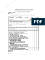 Questionnaire Validation Form: 1 Clarity of Direction and Items