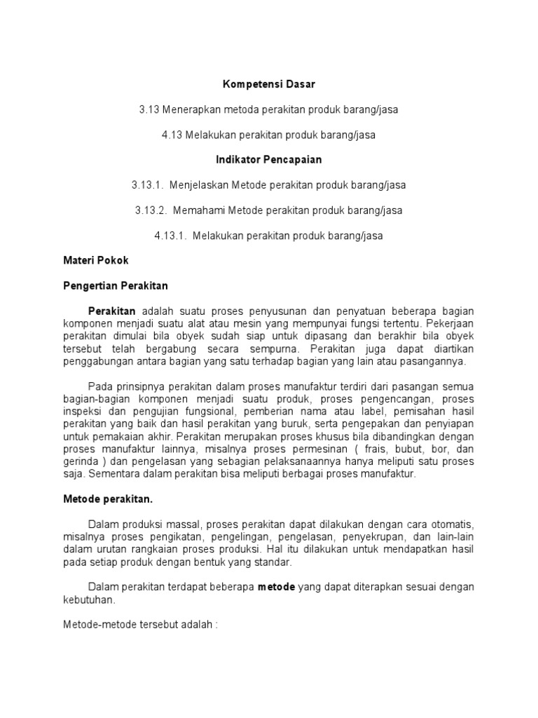 Definisi dan Metode Perakitan Produk | PDF | Komputer | Teknologi ...