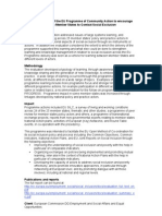 External Evaluation of The EU Programme of Community Action To Encourage Co-Operation Between Member States To Combat Social Exclusion