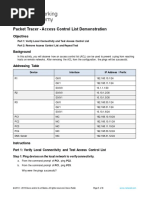 Packet Tracer - Access Control List Demonstration: Objectives