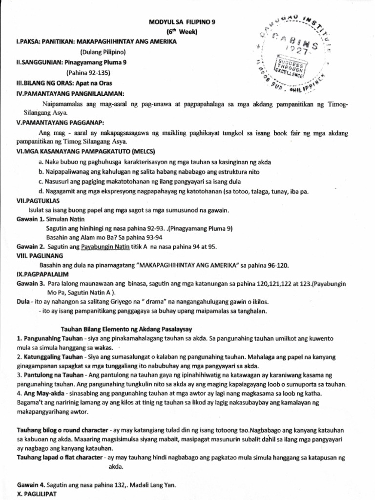 Modyul Grade 9 | PDF