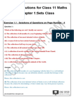 NCERT Solutions For Class 11 Maths Chapter 01 Sets