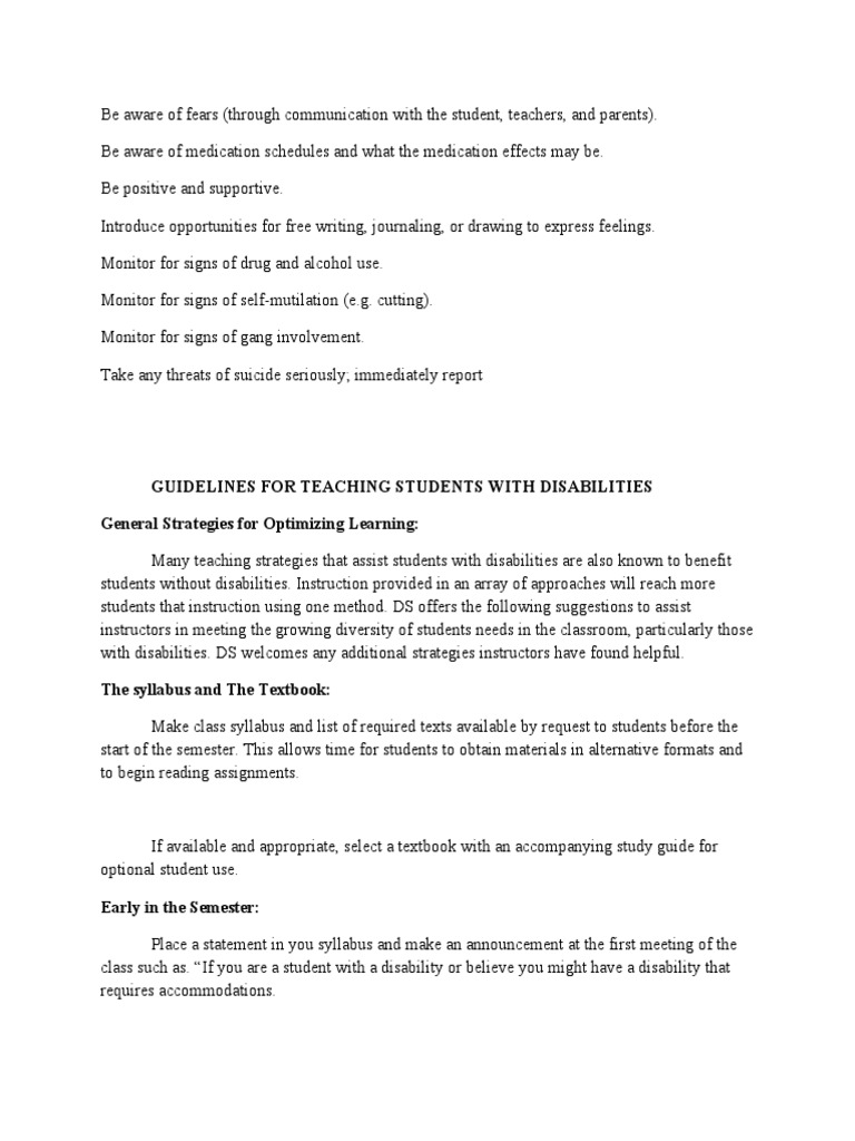 Strategies for Teaching Students with Disabilities | PDF