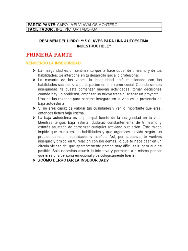 15 Claves de La Autoestima | PDF | Autoestima | Las emociones