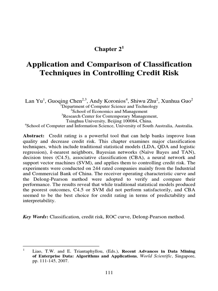 Credit Risk Classification Techniques | PDF | Receiver Operating ...