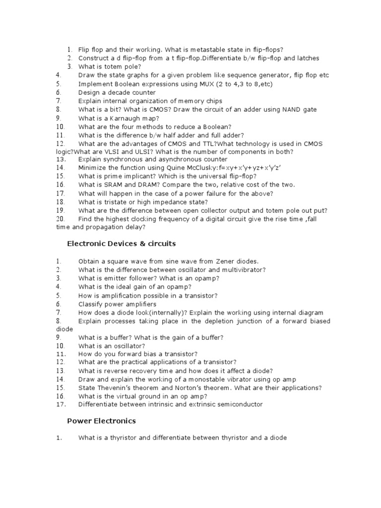 Interview Technical Questions | PDF | Amplifier | Electronic Circuits