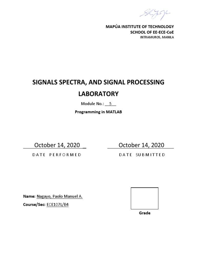 Signals Spectra, and Signal Processing Laboratory October 14, 2020