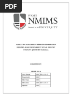 Marketing Management Term End Examination Industry: Home Improvement Retail Industry Company: @home by Nilkamal