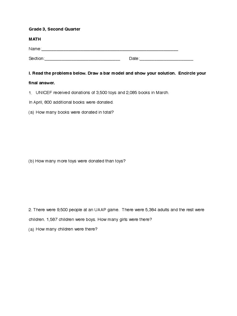 Grade 3 Math Problems for Q2 | PDF | Teaching Mathematics