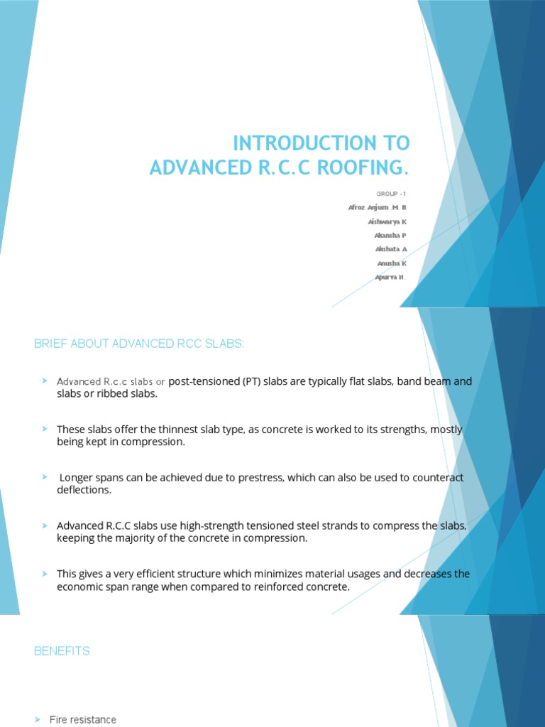 Introduction To Advanced R.C.C Roofing.: Group - 1 | PDF