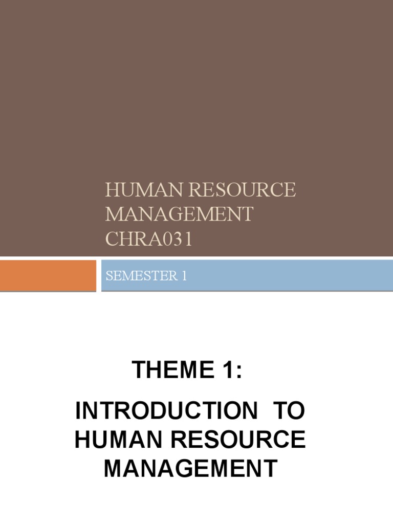Introduction to Human Resource Management | PDF | Human Resource ...