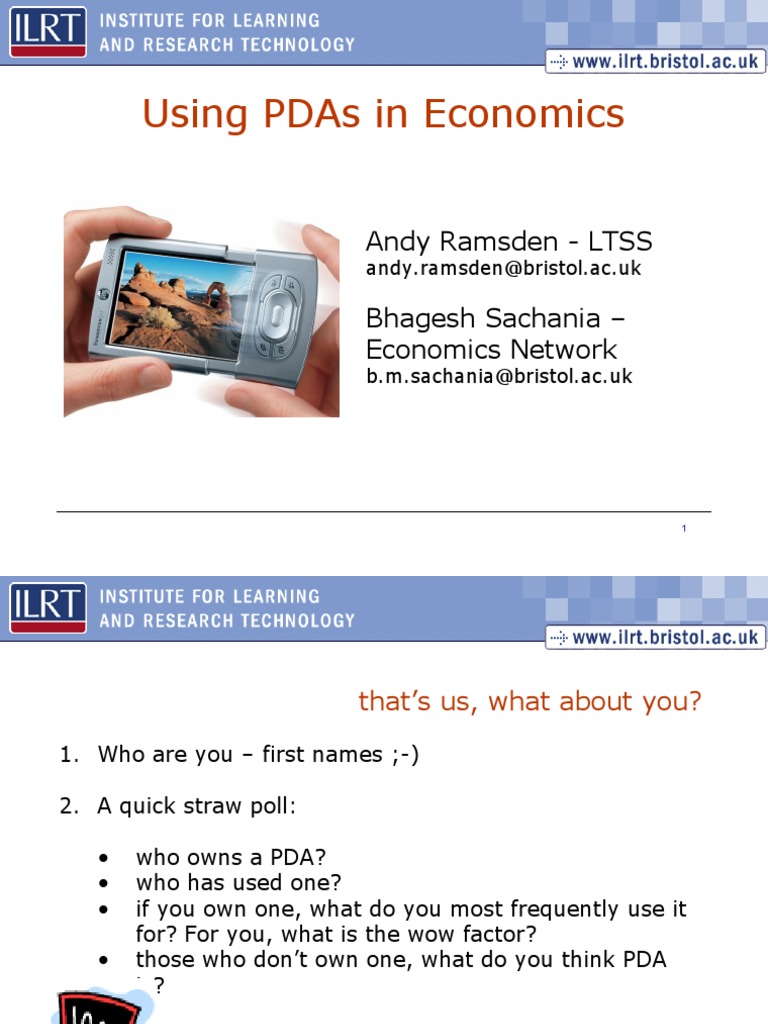 Using PDAs in Economics Education PDF Personal Digital Assistant
