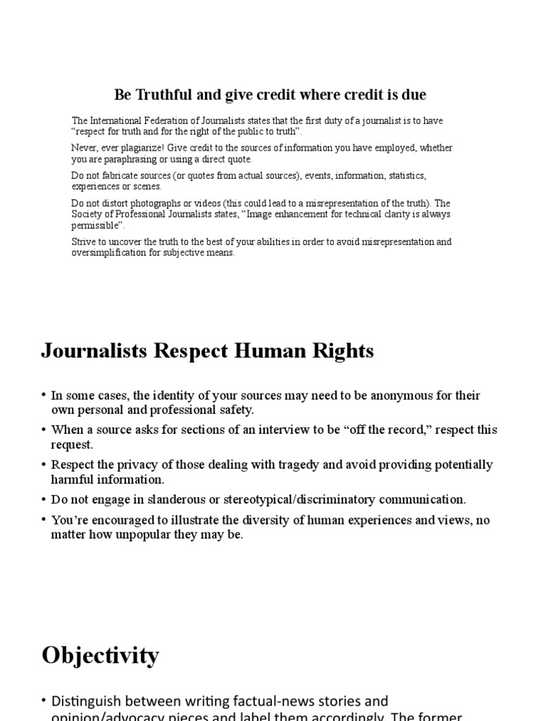 Ethical Journalism Guidelines | PDF