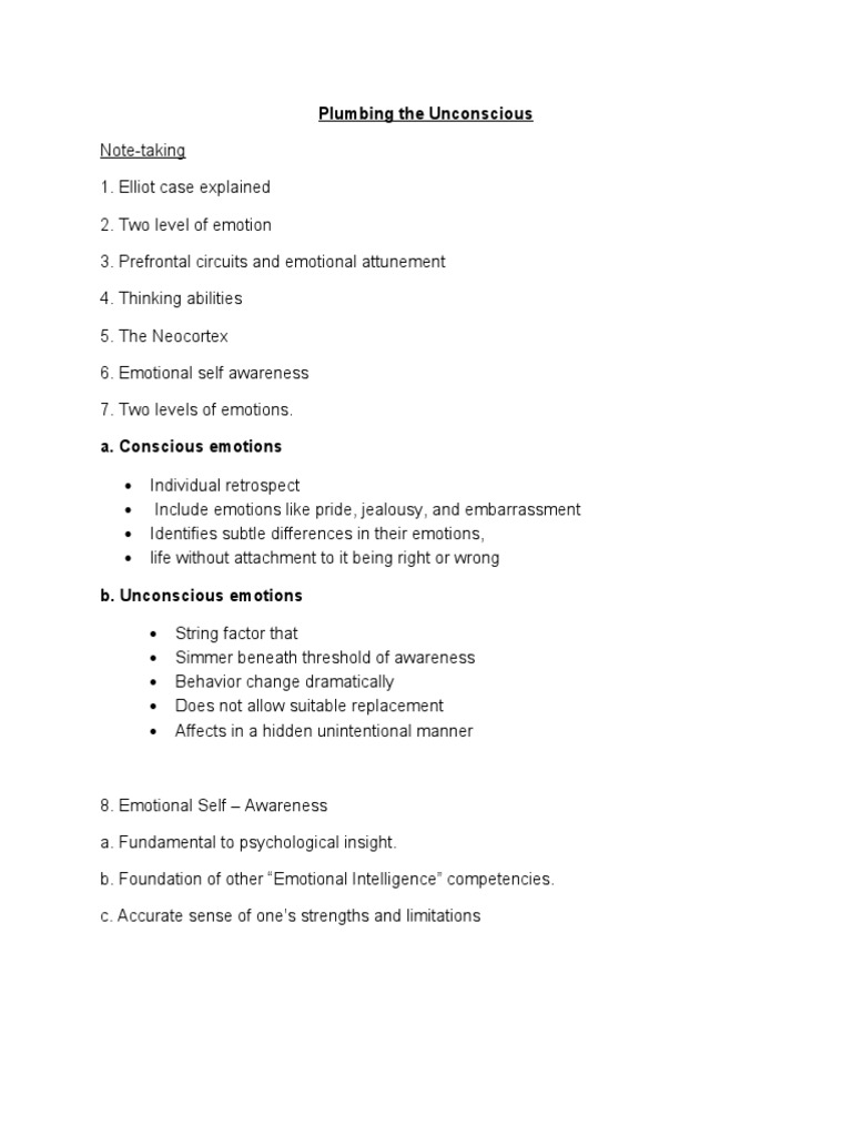 Understanding Conscious vs. Unconscious Emotions | PDF