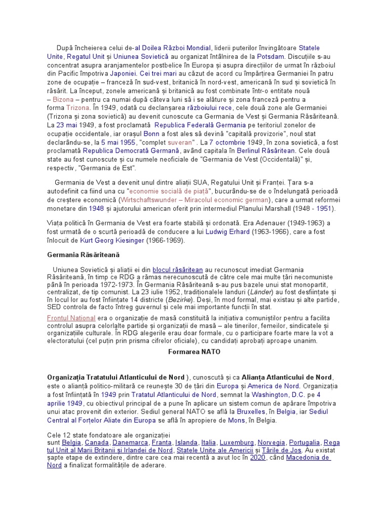 Formarea Celor 2 Germanii. Formarea NATO | PDF
