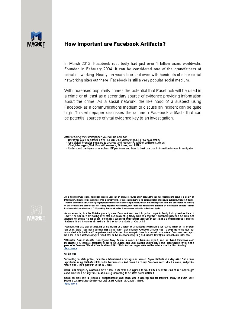 Recovering 6 Types of Facebook Forensic Artifacts With Internet ...