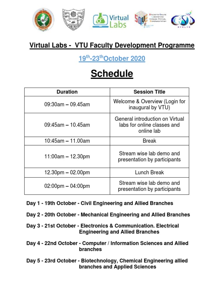 Virtual Labs Scheduler for VTU Program | PDF