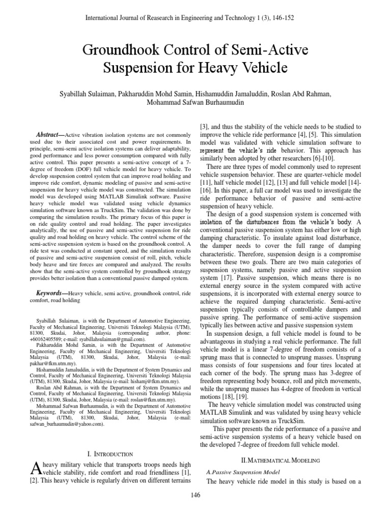 Groundhook Control in Heavy Vehicle Suspension | PDF | Force | Simulation