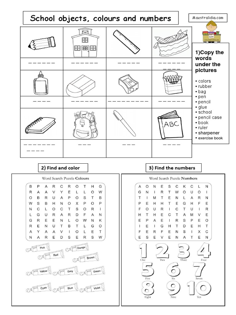 Colours Numbers School Object Revision Pdf Pdf