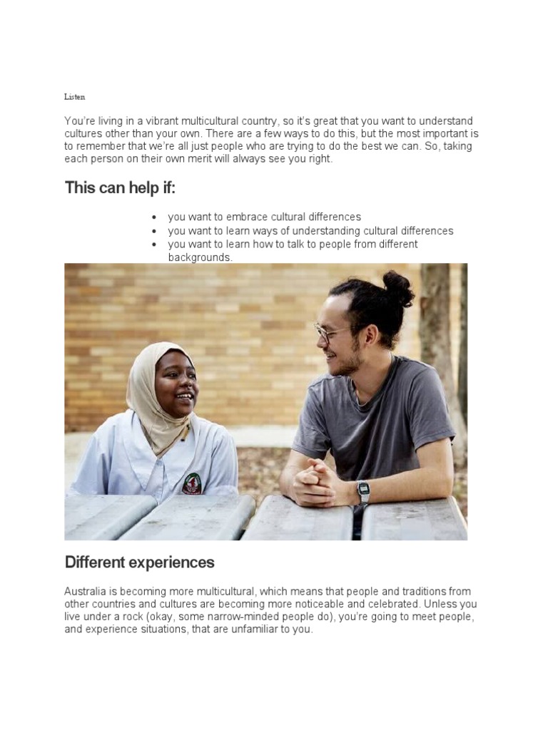 Embracing Cultural Differences in Australia | PDF | Social Psychology ...