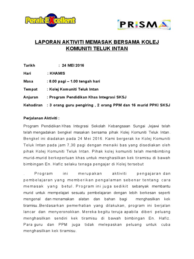 Contoh Laporan Program Masakan