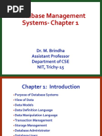 Database Management Systems-Chapter 1: Dr. M. Brindha Assistant Professor Department of CSE NIT, Trichy-15