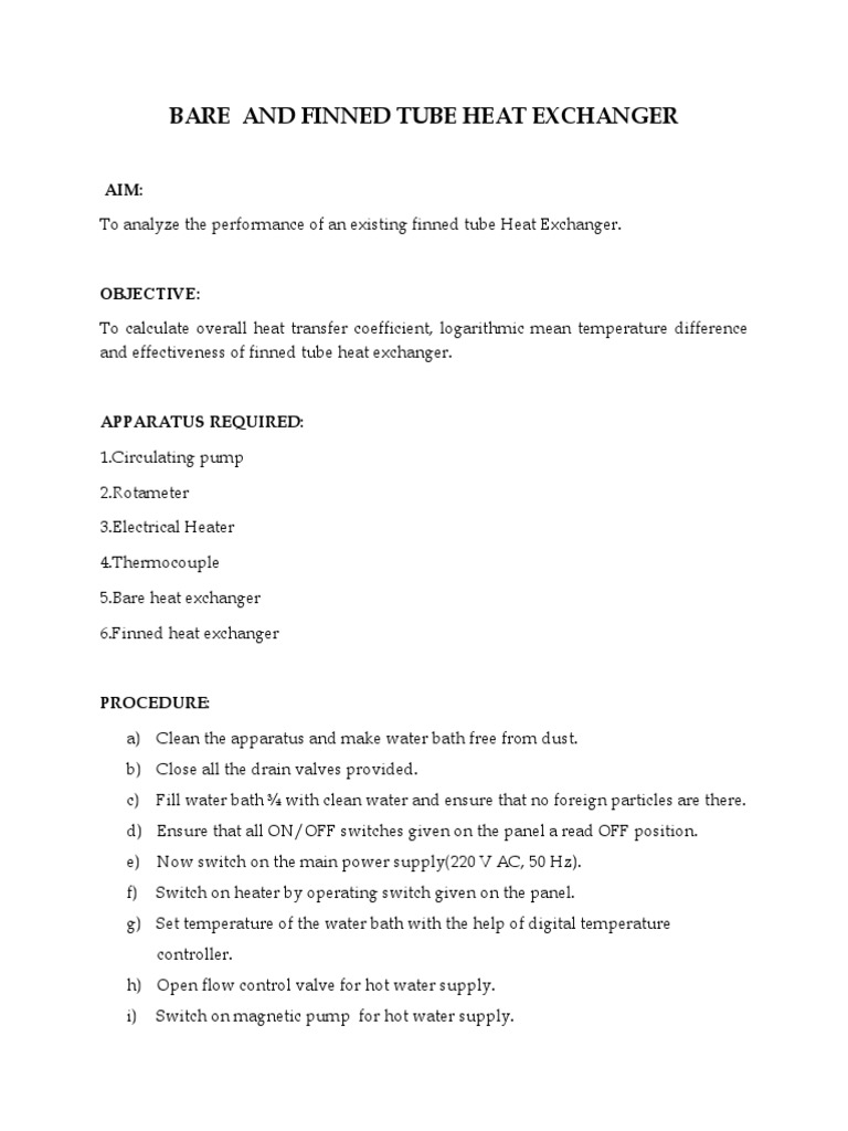 Finned Tube Heat Exchanger Analysis | PDF | Water Heating | Heat Exchanger