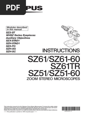 Olympus SZ61TR Microscope Manual | PDF | Electrostatic Discharge