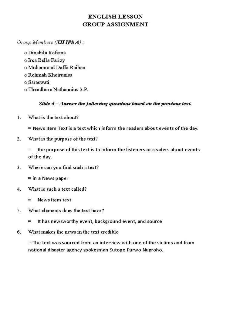 English Assignment - October 6, 2020 - Group Assignment | PDF | Coral ...