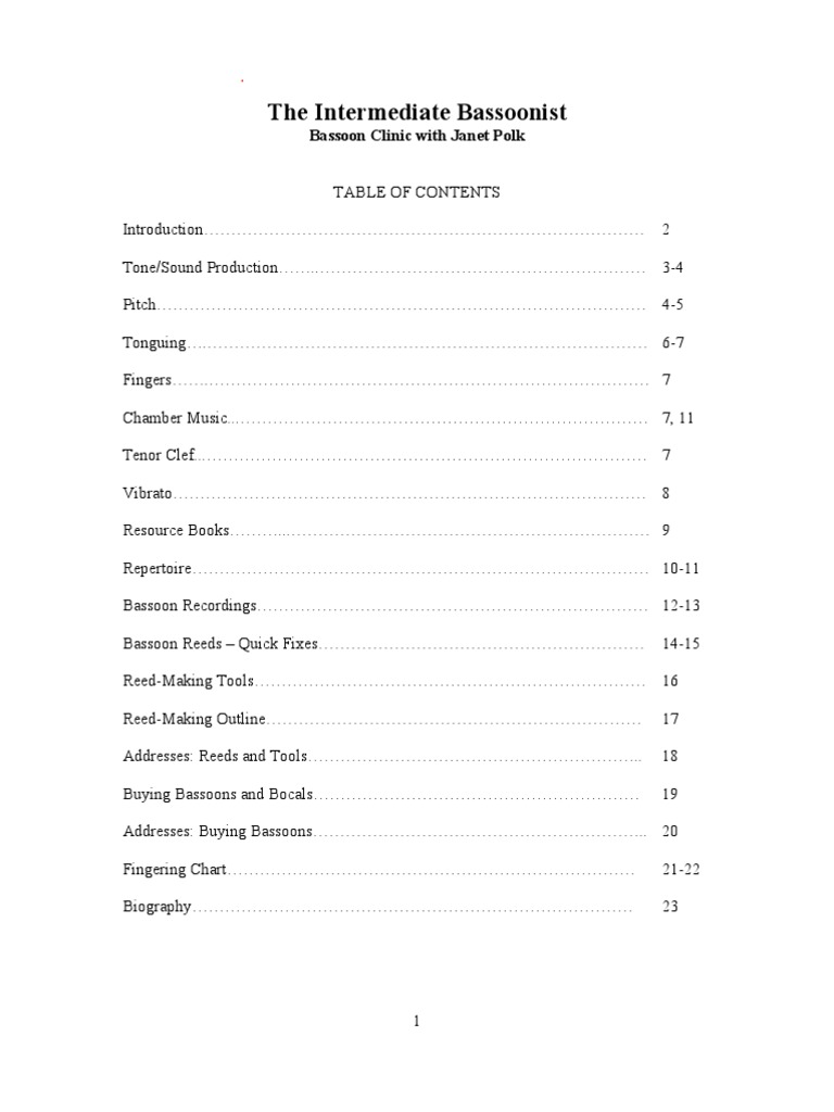The Intermediate Bassoonist Bassoon Clinic With Polk PDF