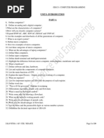 Unit I-Introduction Part-A 1. Define Computers? 2. Define An Analog and A Digital Computer.