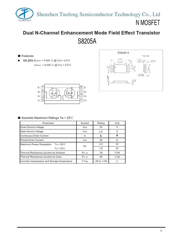 N Mosfet: Shenzhen Tuofeng Semiconductor Technology Co., LTD | PDF ...
