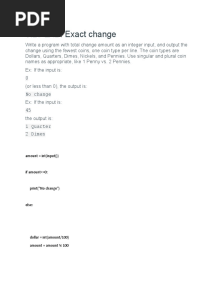 3.27 LAB Exact Change