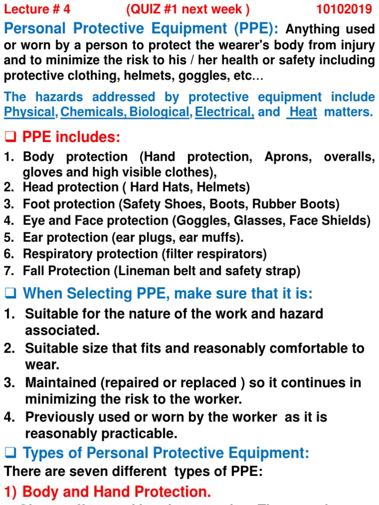 Personal Protective Equipment (PPE) | PDF | Personal Protective ...