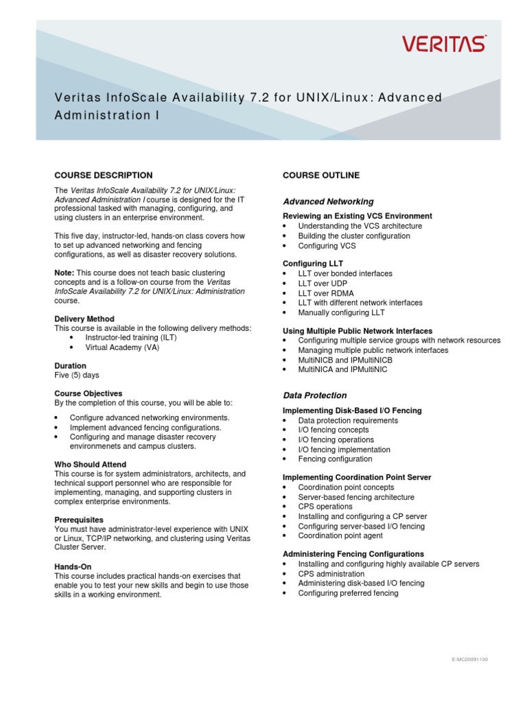 Veritas Infoscale Availability 7.2 For Unix/Linux: Advanced ...