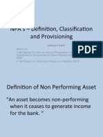 NPA - S - Definition, Classification and Provisioning