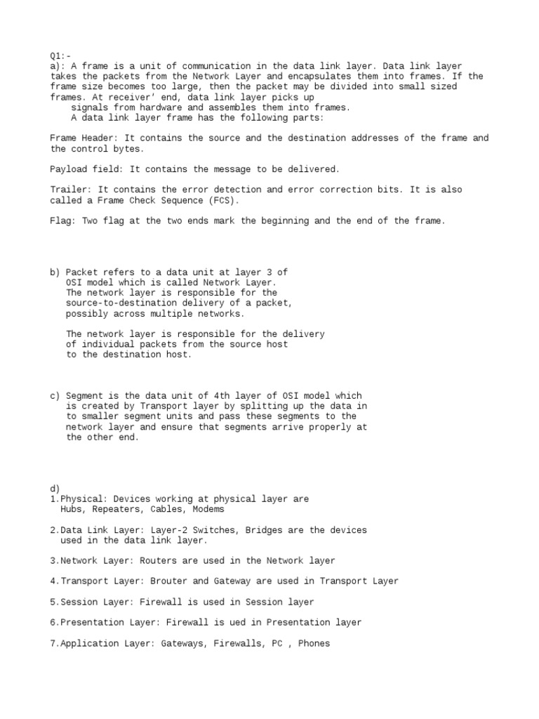 Data Communication and Networking Assignment | Download Free PDF | Osi ...