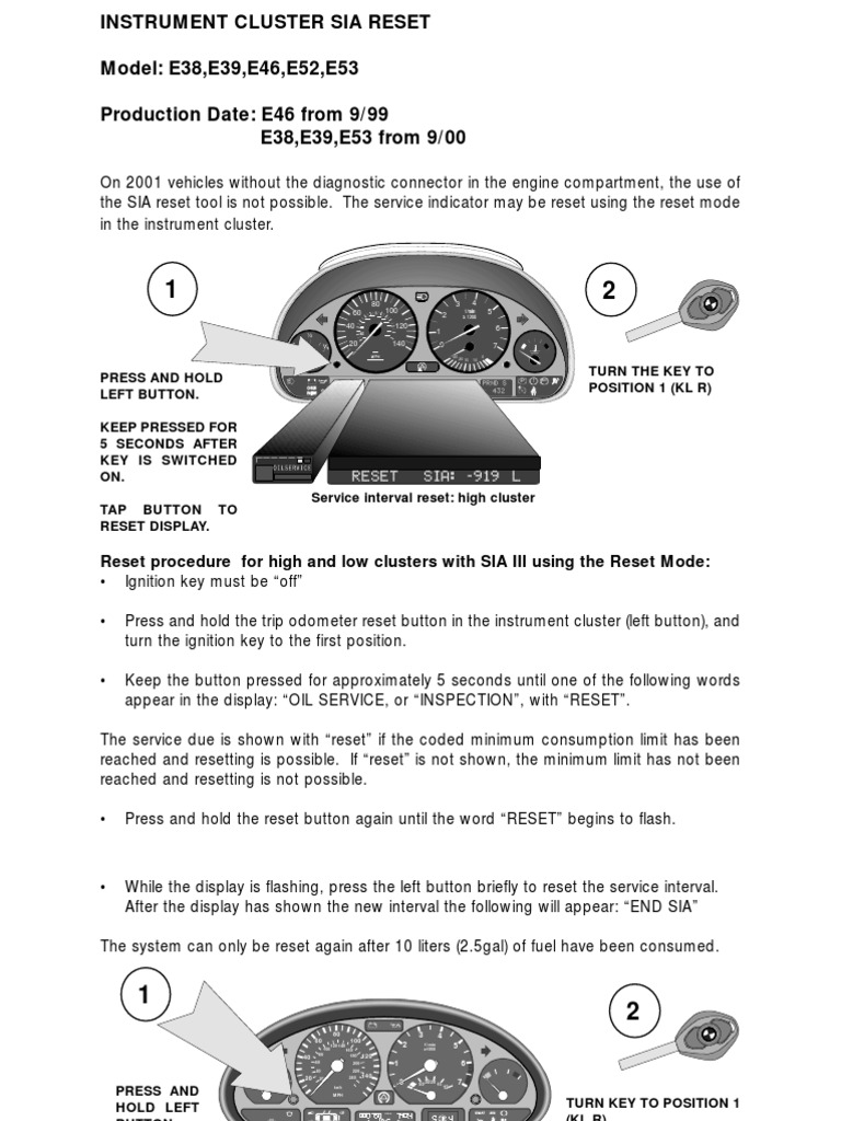 BMW RESET 33046938Bmwe46InstrumentClusterSiaResetà À Šà À À À "À Download Free PDF