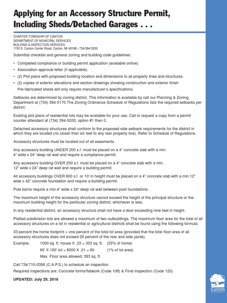 Accessory Structure Permit Guide | PDF | Covenant (Law) | Zoning