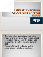 Testing Hypothesis About One Sample Mean