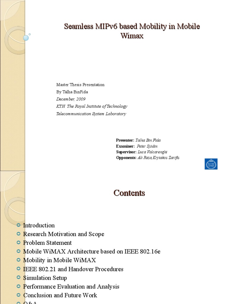 MIPv6 Mobility in Mobile WiMAX Analysis | PDF | Wi Max | Computer Network