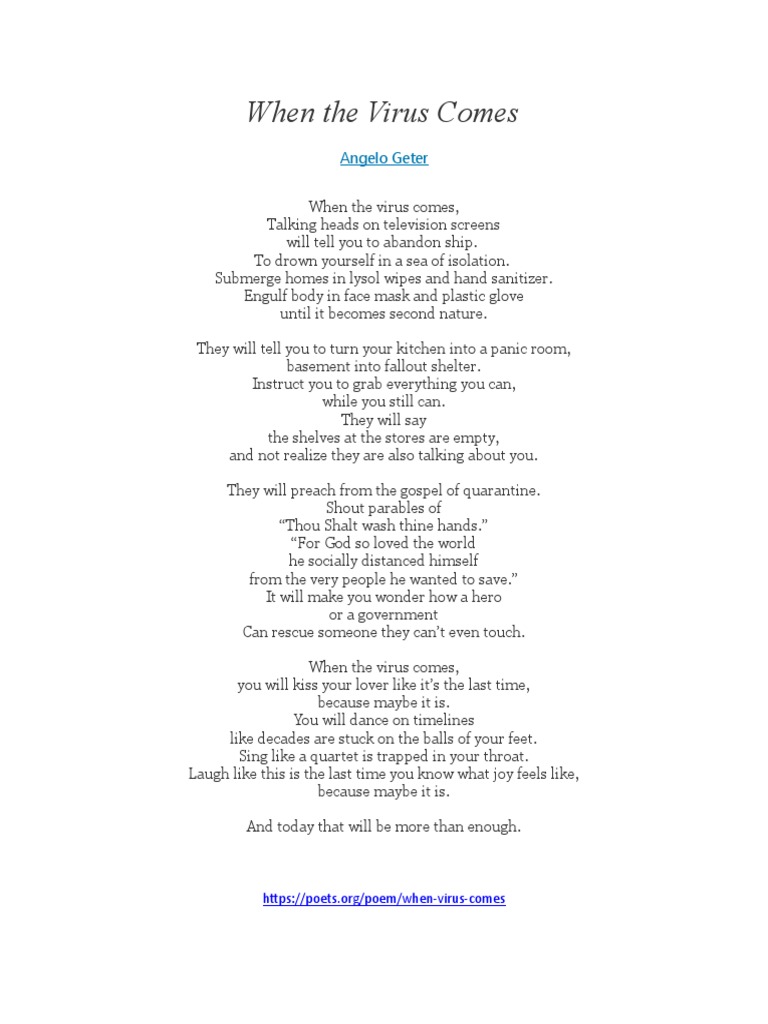 When The Virus Comes | PDF | Poetry | Young Adult