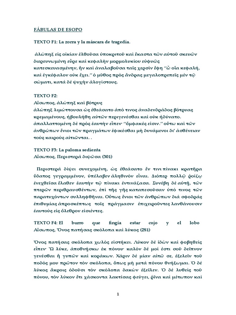 Fábulas de Esopo | PDF