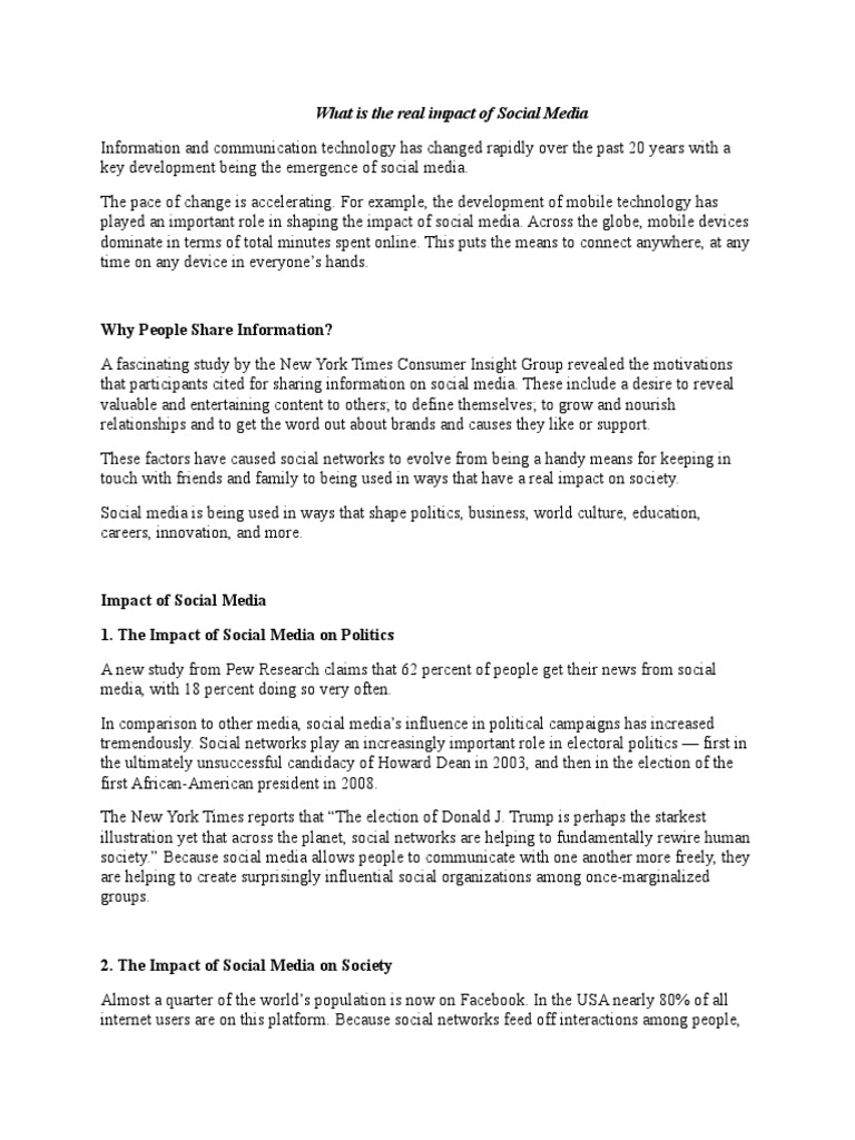The Real Impact of Social Media | PDF | Social Media | Popular Culture ...