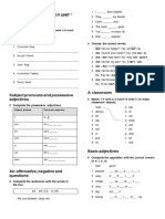 Gram and Voc Starter Unit Possessive 'S: Be: Affirmative, Negative and