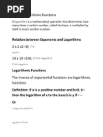 Sec 4.2 Logarithmic Functions: Relation Between Exponents and Logarithms