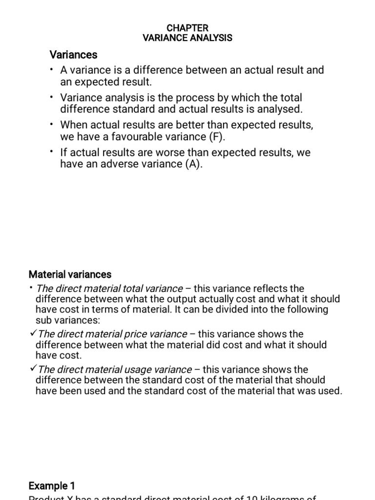 SMA Chapter Four - Variance Analysis | PDF | Variance | Prices
