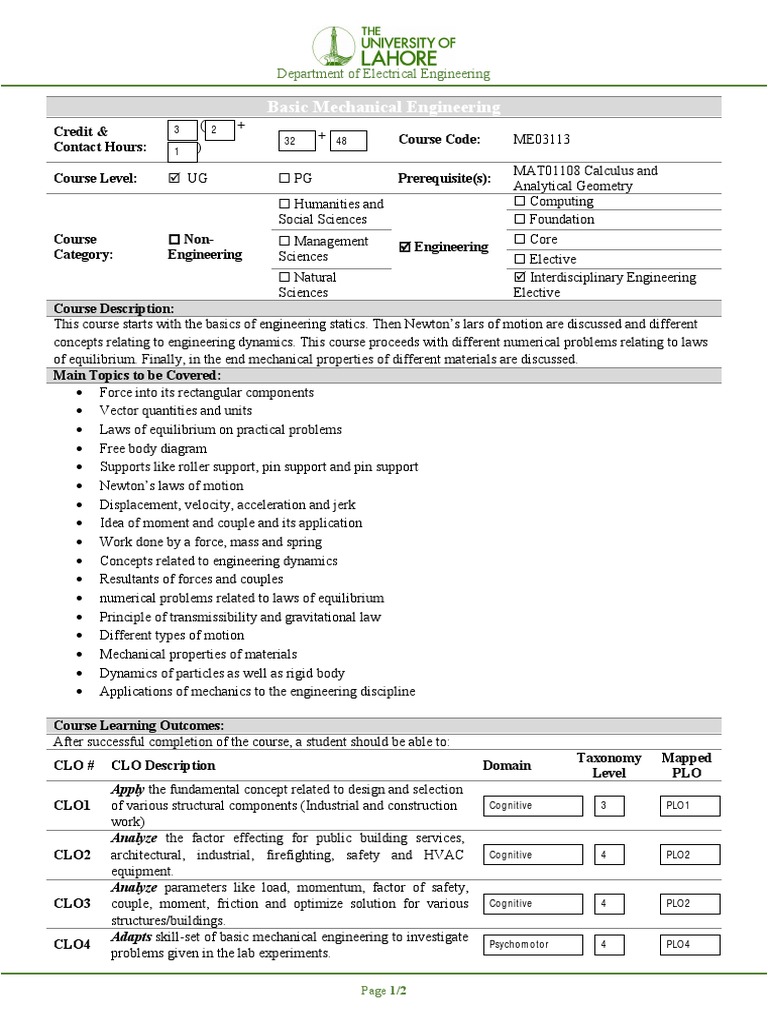 MINIMUM REQUIREMENTS FOR MECHANICAL ENGINEERING visual data 3