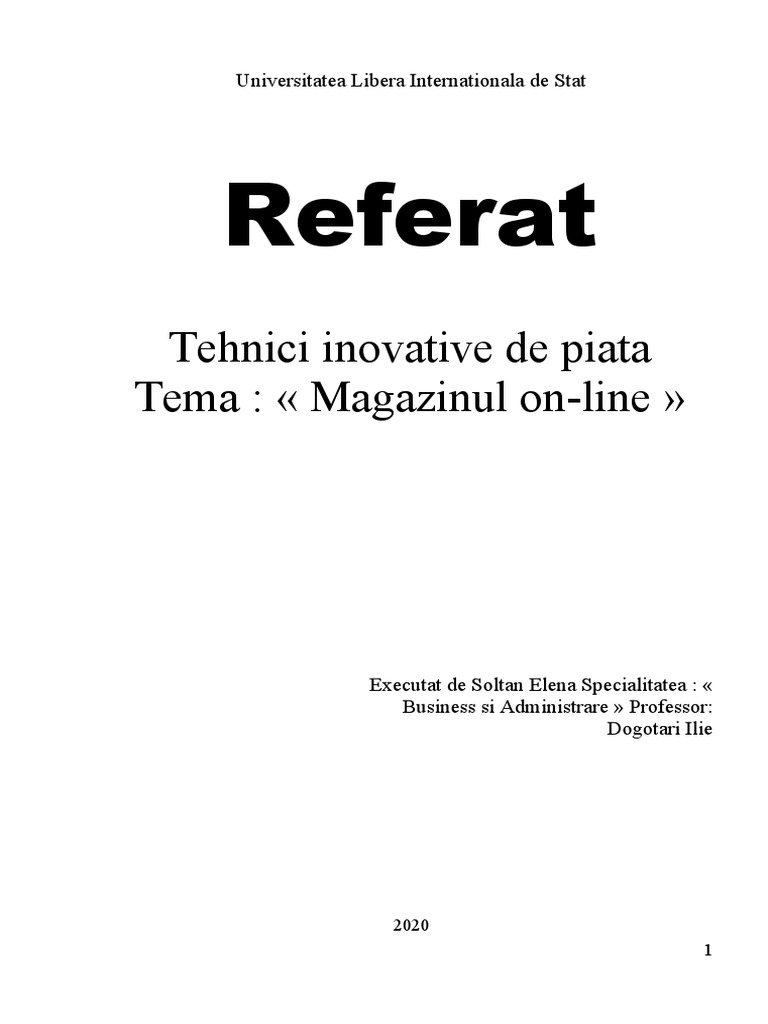Referat: Tehnici Inovative de Piata Tema: Magazinul On-Line | PDF